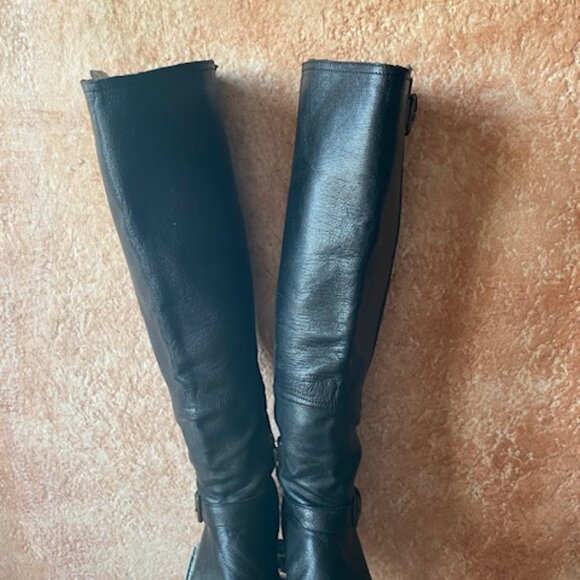 Anthropologie tall women's black leather riding style boots EUC, 9M - Picture 2 of 14